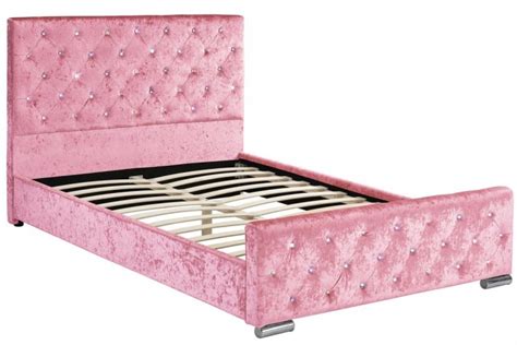 Sleep Design Beaumont 4ft6 Double Crushed Pink Velvet Bed Frame By Sleep Design