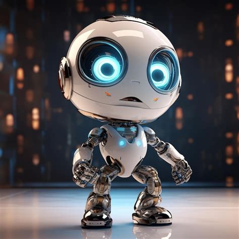 Premium Ai Image Illustration Of Chrome Cute Robot Photorealistic