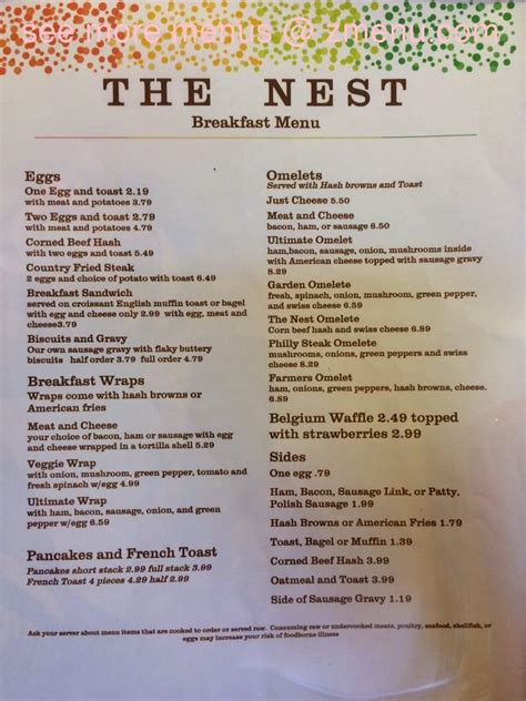 Menu At The Nest Restaurant Farwell