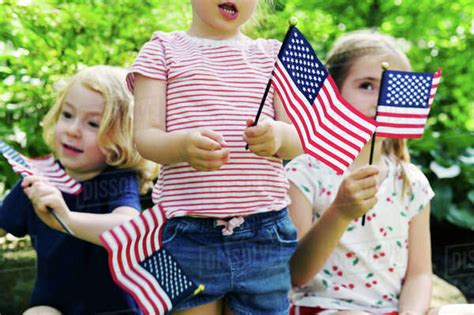 Children Holding American Flags Stock Photo Dissolve