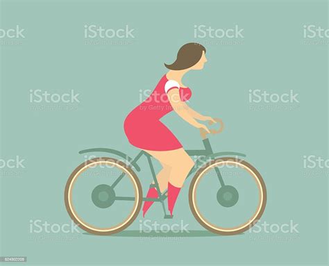 Young Happy Girl Riding Bicycle Stock Illustration Download Image Now Adult Apartment