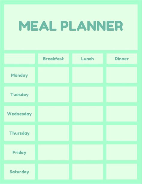 Weekly Meal Plan Template Digital Download Etsy