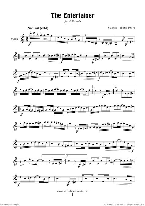 Most music should be playable by beginners within the first year or two of instruction. Free Joplin - The Entertainer sheet music for violin solo PDF