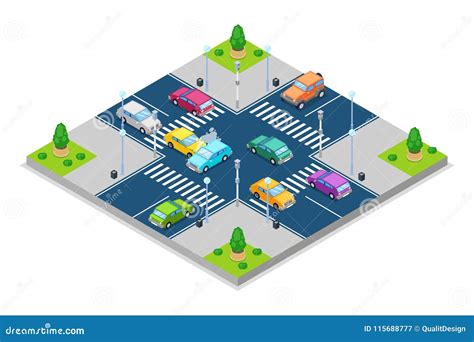 Car Accident And Crash Vector Isometric 3d Illustration Collision At