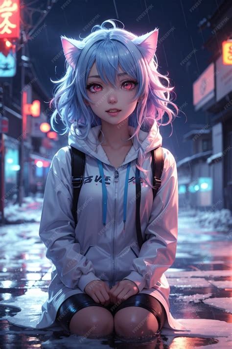 Premium Ai Image Anime Girl In A Hoodie With Anime On The Front