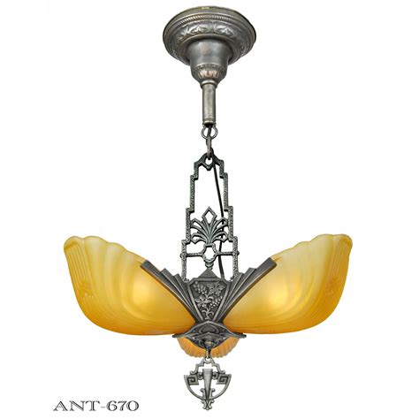 It measures a nice size of 10 wide x 9 from ceiling to bottom of shade making it perfect for lower ceilings in most areas of. Art Deco Chandelier 3 Slip Shade Ceiling Light Fixture ...