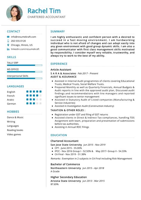 Chartered Accountant Resume Example In 2024 Resumekraft