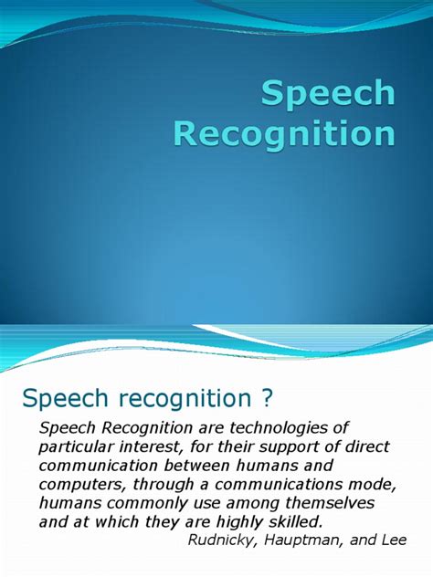 Speech Recognition1ppt Speech Speech Recognition