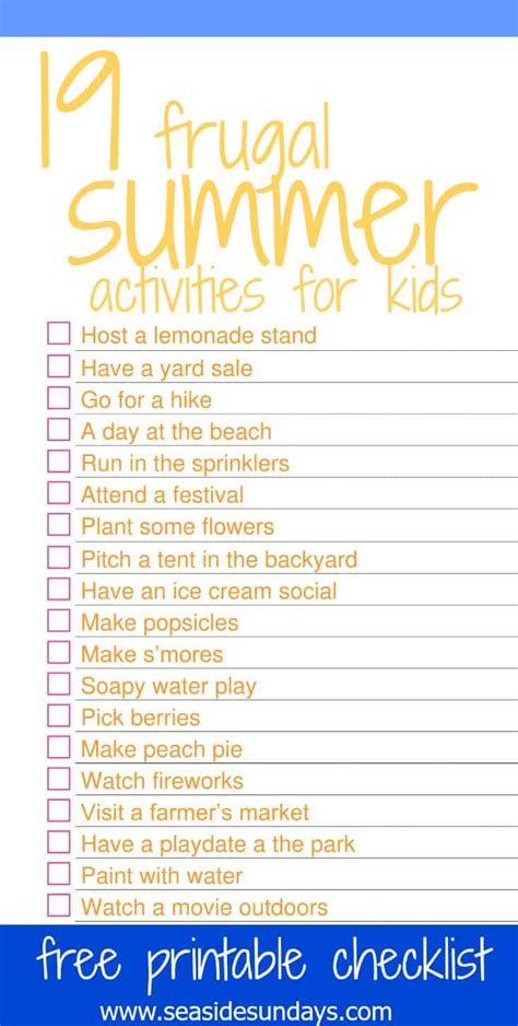 The Best Summer Activities For Kids With Free Printable