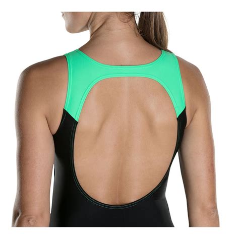 SPEEDO Speedo HYDRASUIT 1 Piece Swimsuit Women S Black Green