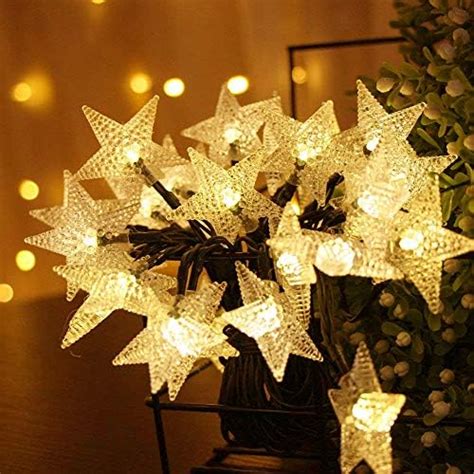 Grezea Solar Twinkle Star String Lights 50 Led 8 Modes Fairy Decorative
