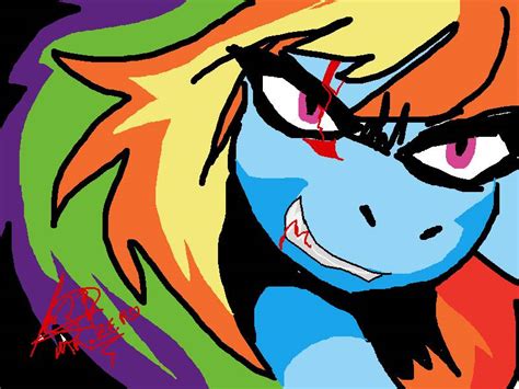 Semi Grimdark Artist Mr Zero Rainbow Dash Pegasus Pony G Blood Bust Grin