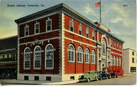 Library Postcards 1948 Public Library Pottsville Pennsylvania