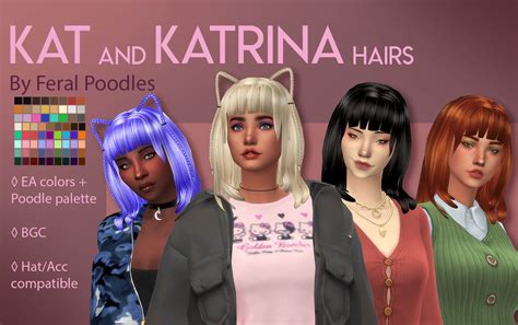 The Sims 4 Kat And Katrina Hairs Ts4 Maxis Match Cc The Sims Book