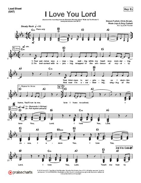 I Love You Lord Sheet Music Pdf Elevation Worship Praisecharts