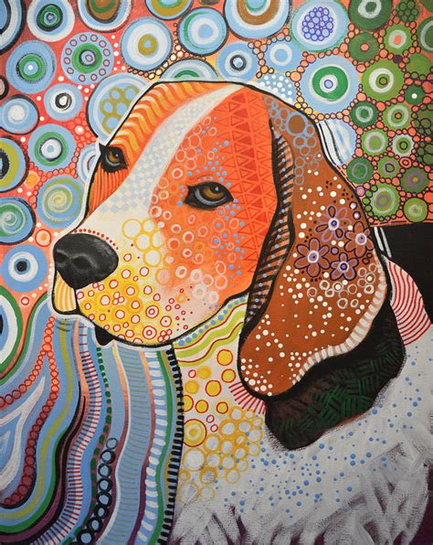 Rocky Abstract Dog Art Beagle Painting By Amy