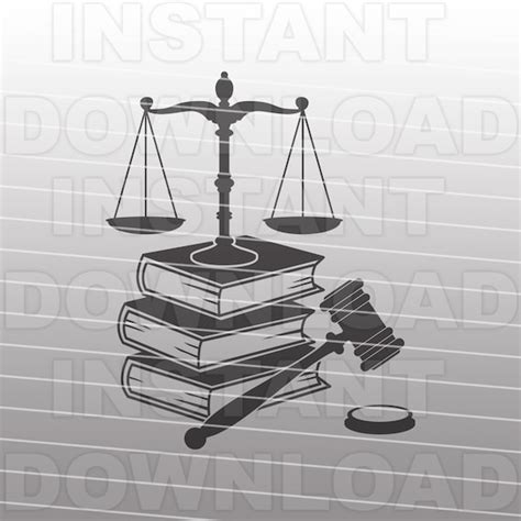 Scales Of Justice Svg Filestack Of Law Books Svgjudge Gavel Etsy