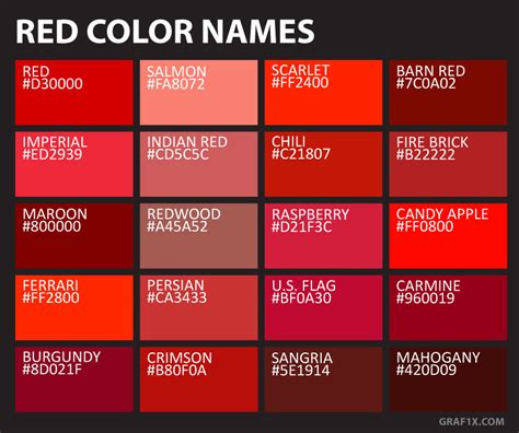 Red Color Names Shades Red Color Names Color Names Red Color Images