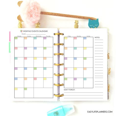 Mini Happy Planner Monthly Mini Mambi Insert Month At A Glance Etsy