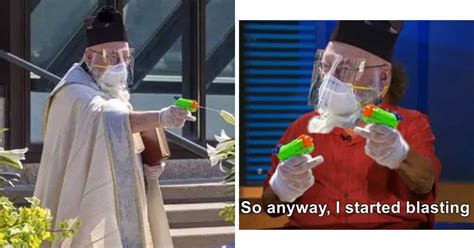 Priest Who Squirted People With Holy Water Pistol Turned Into A Meme