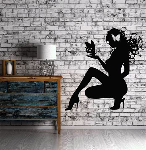 Sexy Hot Girl Butterflys Hair Spa Beauty Salon Wall Art Decor Vinyl Sticker Z510 Salon Wall Art