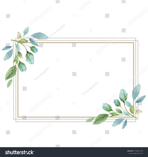 Watercolor Floral Illustration Leaf Wreath Frame Stock Illustration