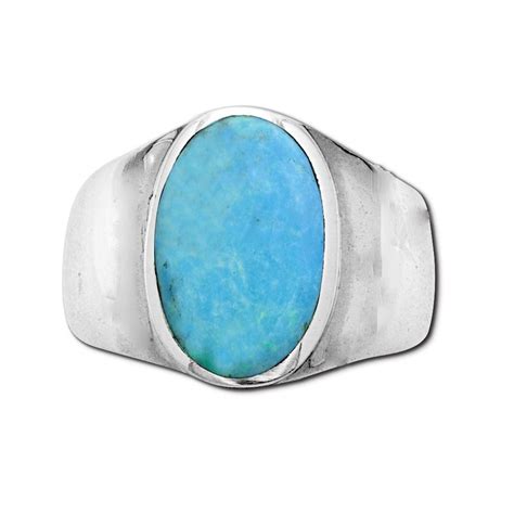 NWR Sterling Silver Western Men S Ring With Genuine Turquoise