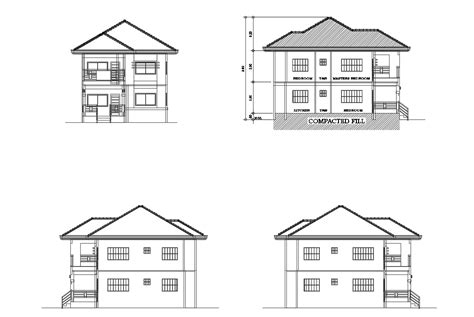 One Story House All Sided Elevation Cad Drawing Detai Vrogue Co