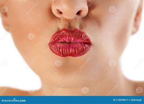 Gorgeous Red Lips Pucker Up For Kiss Stock Image Image Of Kiss