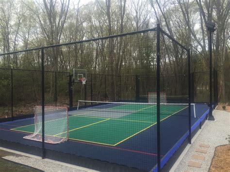 Backyard Basketball And Tennis Courts In Needham Traditional Garden