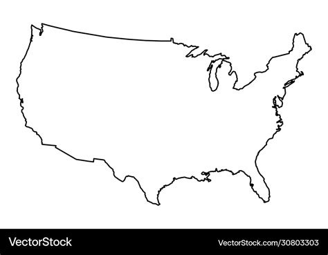 Usa Outline Map Royalty Free Vector Image Vectorstock
