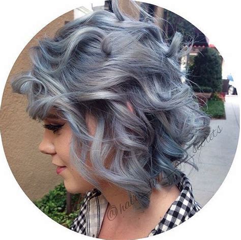 Beautiful Blue Grey Hair By Aveda Color Silvery Blue Hair Black And