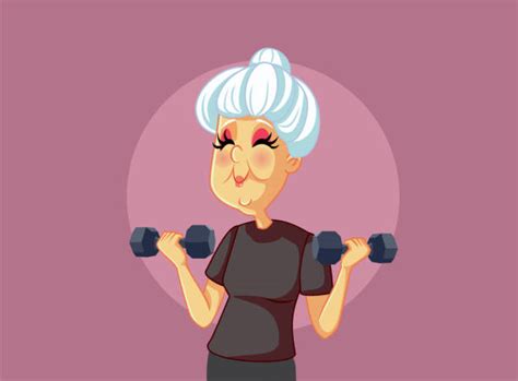 Middle Aged Woman Lifting Weights Stock Vectors Istock