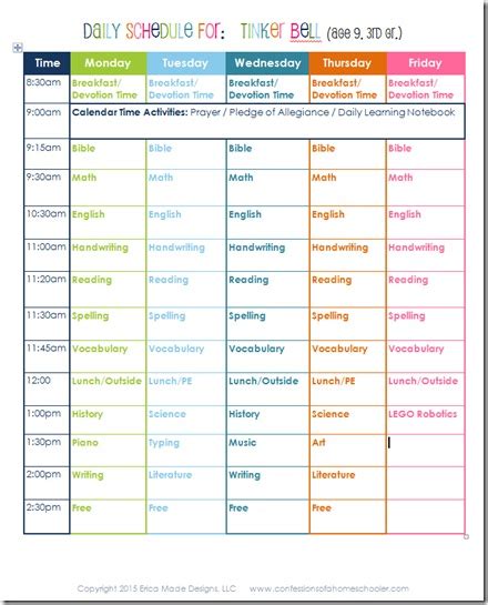 3rd Grade Daily Homeschool Schedule Confessions Of A Homeschooler