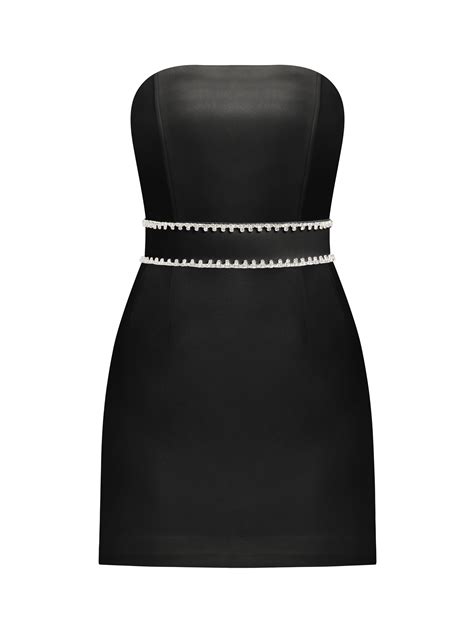 tia dorraine elevated excellence crystal embellished mini dress in black lyst