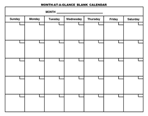 Printable Monthly Calendar Sunday To Saturday No Dates Calendar