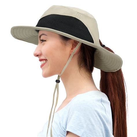 Flyingstar Womens Ponytail Sun Hat For Hiking Gardening Safari