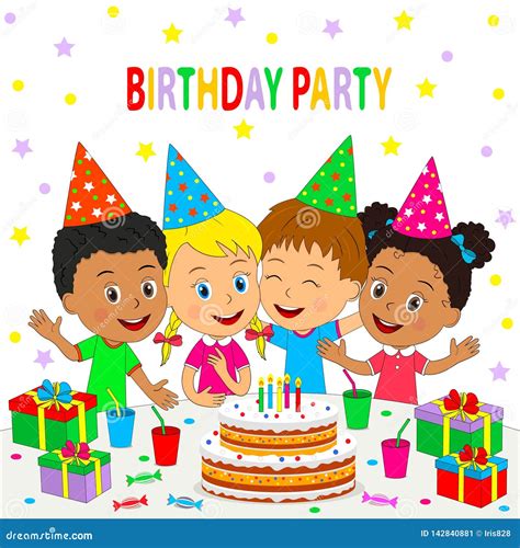 Kids Birthday Party Stock Vector Illustration Of Hand 142840881
