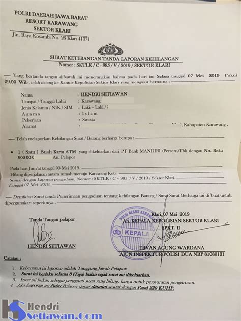 Mungkin cuma itu proses pembuatan surat kehilangan i kantor kepolisian, semoga artikel kali ini bermanfaat. Cara Membuat Surat Kehilangan Buku Tabungan Di Kepolisian ...