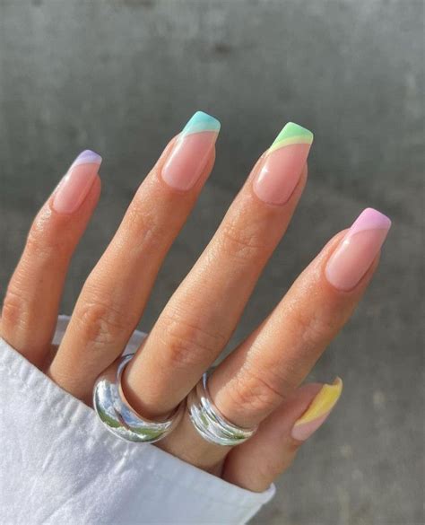 30 Cute Easter Nail Designs 2022 Pastel Side French Tip Nails In 2022