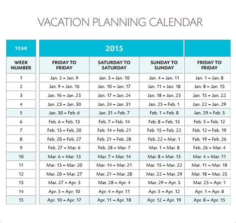 Vacation Days Calendar Aubine Bobbette