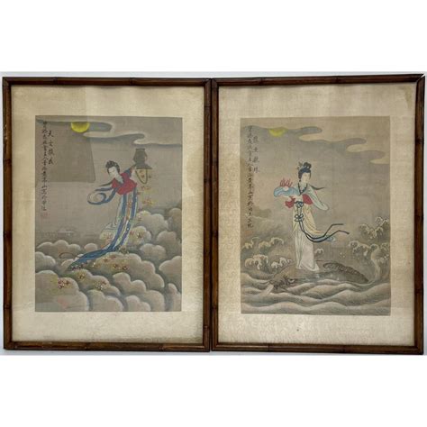 Lot Pair Of Antique Chinese Paintings On Silk