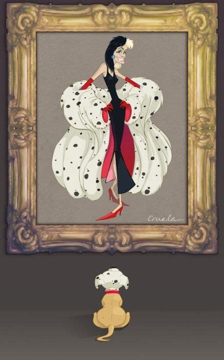 Cruella De Vil In Her Dalmatian Spotted Fur Coat 101 Dalmatiner Disney Liebe Disney Pixar