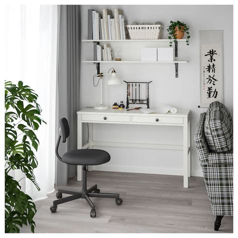 Kleppstad wardrobe with 3 doors, white, 46 1/8x69 1/4. HEMNES Desk with 2 drawers - white stain - IKEA