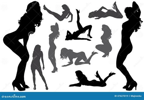 Vector Silhouettes Of Women Stock Illustration Image