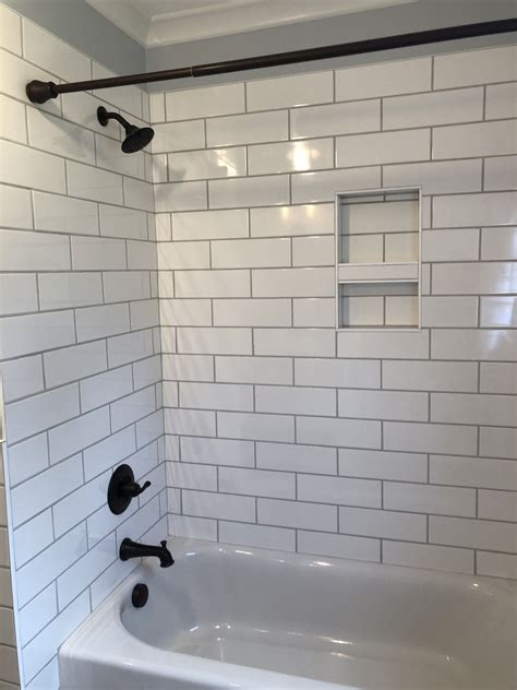 20 White Subway Tile With Gray Grout Bathroom