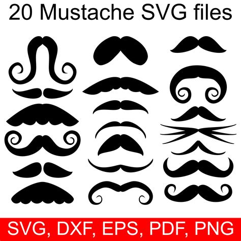 20 Mustache Svg Files Thin Thick Short Long Curvy Straight
