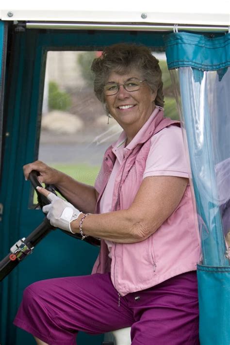 Woman In Golf Cart Stock Photo Image Of Cheerful Smiling 6107394
