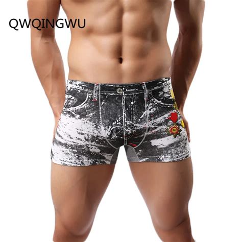 Cool Men Boxers Underwear Jeans 3d Print Sexy U Convex Male Underwear Shorts Fashion Novelty