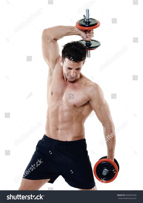 Man Weights Exercises Isolated Stock Photo 469463330 Shutterstock